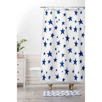 Marta Barragan Camarasa Night Garden Brushstrokes Shower Curtain Blue - Deny Designs 4 Marta Barragan Camarasa Night Garden Brushstrokes Shower Curtain Blue - Deny Designs - Image 2