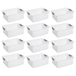 Sterilite Ultra Ventilated Open Top Plastic Storage Organizer Basket With Gray Contoured Carrying Handles -Baxton Studio Store GUEST 696b89d2 47d6 4035 9db0 4e498d412d63