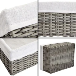 Farmlyn Creek Set Of 4 Wicker Storage Baskets With Liners For Shelves, Decorative Woven Nesting Bins For Organizing Pantry, 2 Sizes (Grey) 14 Farmlyn Creek Set Of 4 Wicker Storage Baskets With Liners For Shelves, Decorative Woven Nesting Bins For Organizing Pantry, 2 Sizes (Grey) -Baxton Studio Store GUEST 6b31bc18 90d3 4267 8d4d 7b97fc67fe00