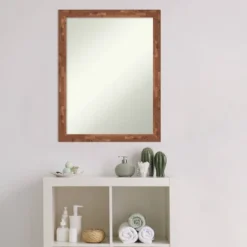 21" X 27" Non-Beveled Fresco Wood Bathroom Wall Mirror Light Pecan Brown - Amanti Art 14 21" X 27" Non-Beveled Fresco Wood Bathroom Wall Mirror Light Pecan Brown - Amanti Art -Baxton Studio Store GUEST 6be5cb85 808c 41ca 9897 430730daed02