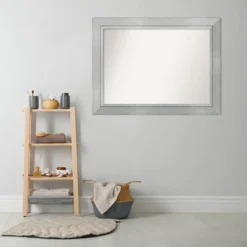 45" X 34" Non-Beveled Romano Silver Wood Bathroom Wall Mirror - Amanti Art -Baxton Studio Store GUEST 6c3392a6 bd2f 4da8 8327 5549f22b66dc
