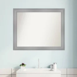 32" X 26" Non-Beveled Flair Bathroom Wall Mirror Polished Nickel - Amanti Art -Baxton Studio Store GUEST 6cc6513b cf5b 4380 99bc 226ccf0a838d