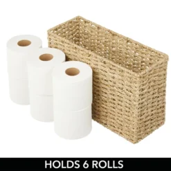 MDesign Large Rustic Woven Seagrass Toilet Tank Bathroom Storage Basket -Baxton Studio Store GUEST 6ce344d8 fc08 4171 940f aa66102b6096