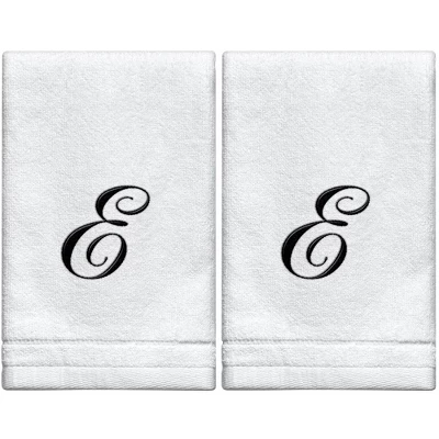 Creative Scents Set Of 2 White Fingertip Monogrammed Towels, Black Embroidered 13 Creative Scents Set Of 2 White Fingertip Monogrammed Towels, Black Embroidered - Image 11