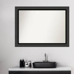 43" X 32" Non-Beveled Tuxedo Black Bathroom Wall Mirror - Amanti Art -Baxton Studio Store GUEST 6f0b708e b25d 4a11 81b6 7f71fb1f4cd0