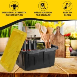 Juggernaut Storage Multipurpose 5 Gallon Lockable Plastic Storage Tote With Secure Snap Fitting Lid For Home Organization, Black/Yellow (Set Of 2) 9 Juggernaut Storage Multipurpose 5 Gallon Lockable Plastic Storage Tote With Secure Snap Fitting Lid For Home Organization, Black/Yellow (Set Of 2) -Baxton Studio Store GUEST 6fa5a5fb 7c20 4d15 b0e3 3097ffb522d3
