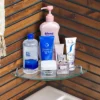 Vdomus 9.8 "x 9.8" Tempered Glass Corner Bathroom Shelf With Stainless Steel Wall Mount - Transparent 1 Vdomus 9.8 "x 9.8" Tempered Glass Corner Bathroom Shelf With Stainless Steel Wall Mount - Transparent -Baxton Studio Store GUEST 6fc5a36e 9e40 4425 9de1 b286e5a63fc9