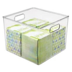 MDesign Plastic Bathroom Storage Container Bin Box With Handles, 4 Pack, Clear -Baxton Studio Store GUEST 701754c6 8429 4f5b bfdb b6e7e2a6774b