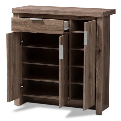Laverne Modern And Contemporary Oak Finished Shoe Cabinet Brown - Baxton Studio 3 Laverne Modern And Contemporary Oak Finished Shoe Cabinet Brown - Baxton Studio