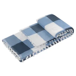 PiccoCasa Flannel Pom-Pom Tartan Checkered Fleece Throw Blanket 1Pc -Baxton Studio Store GUEST 70df7bc1 b92b 4f03 8209 9c879cb19b39