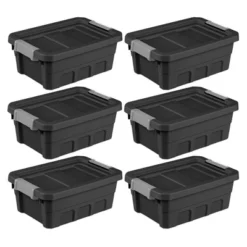 Sterilite 4 Gallon Stackable Rugged Industrial Storage Tote Containers With Latching Clip Lids For Garage, Attic, Or Worksite Storage, Black 12 Sterilite 4 Gallon Stackable Rugged Industrial Storage Tote Containers With Latching Clip Lids For Garage, Attic, Or Worksite Storage, Black -Baxton Studio Store GUEST 70ffca95 294a 4e38 ab93 62bc29ef0e2c