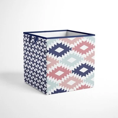 Bacati - Emma Aztec Design Racoon Coral/Mint/Navy Storage Box Small 3 Bacati - Emma Aztec Design Racoon Coral/Mint/Navy Storage Box Small