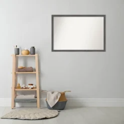 38" X 26" Non-Beveled Pinstripe Plank Gray Thin Bathroom Wall Mirror - Amanti Art -Baxton Studio Store GUEST 7179a472 4ecc 46f4 b279 e067b8a76ca5