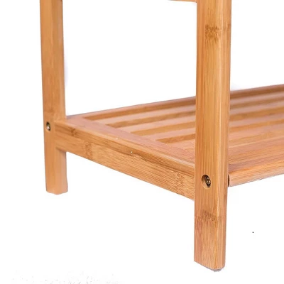 BirdRock Home 3-Tier Free Standing Bamboo Shoe Rack With Handles 4 BirdRock Home 3-Tier Free Standing Bamboo Shoe Rack With Handles - Image 2