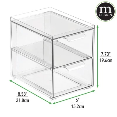 MDesign Stackable Plastic Storage Closet Bin Boxes With Pull-Out Drawers 3 MDesign Stackable Plastic Storage Closet Bin Boxes With Pull-Out Drawers