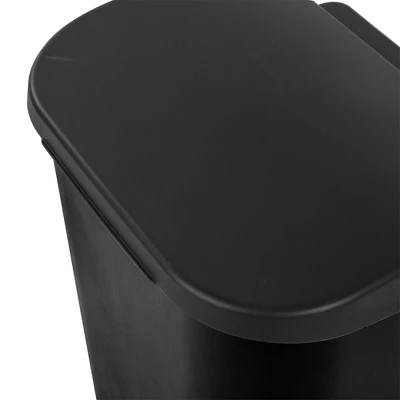 Sterilite 11.3 Gallon D Shape Flat Side Lift Top Lid Wastebasket Trash Can For Kitchen, Home Office, And Garage, Or Workspace, Black (12 Pack) 4 Sterilite 11.3 Gallon D Shape Flat Side Lift Top Lid Wastebasket Trash Can For Kitchen, Home Office, And Garage, Or Workspace, Black (12 Pack) - Image 2