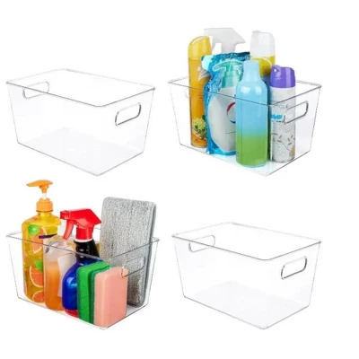 MPM 4 Packs Transparent Plastic Bins Storage Box, Deep Plastic Bins, Great Organization For Home Storage, Kitchen Cabine 3 MPM 4 Packs Transparent Plastic Bins Storage Box, Deep Plastic Bins, Great Organization For Home Storage, Kitchen Cabine