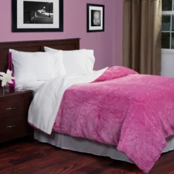 New Products 13 Yorkshire Home Floral Etched Fleece Blanket With Sherpa Back