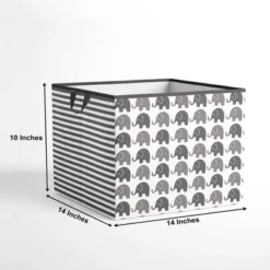 Bacati - Elephants White/Gray Fabric Storage Box/Tote Large -Baxton Studio Store GUEST 770e10c3 21a4 4c7a a38e fbf548811d95