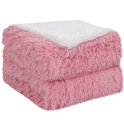 PiccoCasa Shaggy Faux Fur Warm Reversible Solid Plush Fluffy Fleece Blankets 4 PiccoCasa Shaggy Faux Fur Warm Reversible Solid Plush Fluffy Fleece Blankets - Image 2