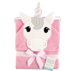 Hudson Baby Infant Girl Cotton Animal Hooded Towel, Unicorn, One Size