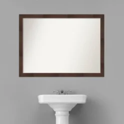 41" X 30" Non-Beveled Wildwood Brown Narrow Bathroom Wall Mirror - Amanti Art -Baxton Studio Store GUEST 7873ff59 4d1d 4fc6 8a59 21845302795c