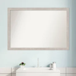 39" X 27" Non-Beveled Marred Wood Bathroom Wall Mirror Silver - Amanti Art -Baxton Studio Store GUEST 78bf3540 e3c3 4810 ab38 e5abeb8189b6