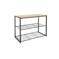3 Tier Shoe Rack Black Metal With Natural Wood - Brightroom™ 13 3 Tier Shoe Rack Black Metal With Natural Wood - Brightroom™ -Baxton Studio Store GUEST 79ac2ad6 ba46 41df b1a6 c43dc18b4832