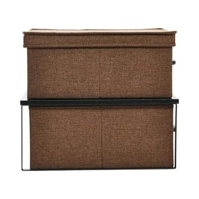 Household Essentials Stacking Storage Boxes With Laminate Top Black Oak 9 Household Essentials Stacking Storage Boxes With Laminate Top Black Oak - Image 7