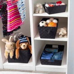 Simplify Large 13" Woven Strap Storage Bin Black -Baxton Studio Store GUEST 7a59a3f3 0be7 4dc3 98d1 6cdf822a3975