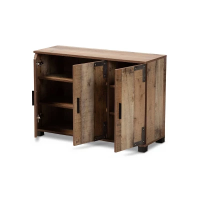 3 Door Cyrille Wood Shoe Cabinet Brown - Baxton Studio 3 3 Door Cyrille Wood Shoe Cabinet Brown - Baxton Studio