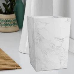 Marble Patterned Bathroom Wastebasket - Nu Steel 9 Marble Patterned Bathroom Wastebasket - Nu Steel -Baxton Studio Store GUEST 7afc050c 2fd0 432b 8ad1 685f034e671e