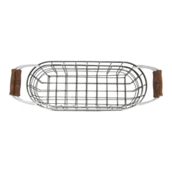 Set Of 2 Oblong Metal & Wood Handled Baskets - Foreside Home & Garden -Baxton Studio Store GUEST 7b7a76e5 9c18 4d00 9b0d 39304c4c9b8b