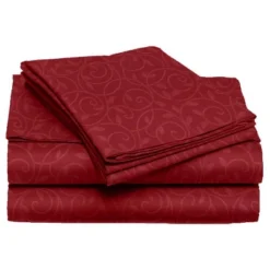 Vine Print 90GSM Brushed Microfiber Soft Wrinkle Free Sheet Set Burgundy By Plazatex 7 Vine Print 90GSM Brushed Microfiber Soft Wrinkle Free Sheet Set Burgundy By Plazatex -Baxton Studio Store GUEST 7bea8d2b 1bf0 4b7d 8fd2 cd3a621842a2