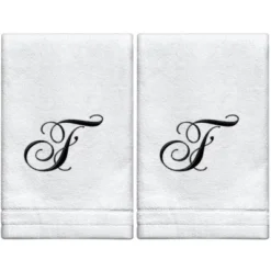Creative Scents Set Of 2 White Fingertip Monogrammed Towels, Black Embroidered 33 Creative Scents Set Of 2 White Fingertip Monogrammed Towels, Black Embroidered -Baxton Studio Store GUEST 7c304203 32fa 4c2b 8cff 59b89e551697
