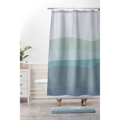 June Journal Calming Ocean Waves Shower Curtain Blue - Deny Designs 4 June Journal Calming Ocean Waves Shower Curtain Blue - Deny Designs - Image 2