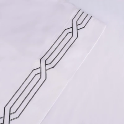 Luxury 1200 Thread Count Premium Cotton Geometric Scroll Embroidered 4 Piece Bed Sheet Set By Blue Nile Mills 4 Luxury 1200 Thread Count Premium Cotton Geometric Scroll Embroidered 4 Piece Bed Sheet Set By Blue Nile Mills - Image 2