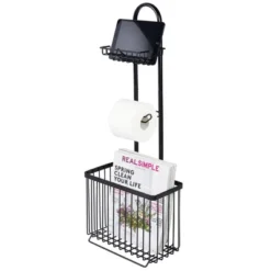 MDesign Metal Free Standing Toilet Paper Stand/Dispenser, Holds Tablet -Baxton Studio Store GUEST 7de2872a d06a 47fd 9092 1e68d33b9340