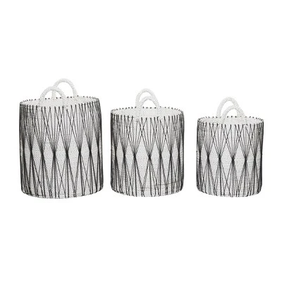 3pk Plastic Natural Storage Baskets White - Olivia & May 6 3pk Plastic Natural Storage Baskets White - Olivia & May - Image 4