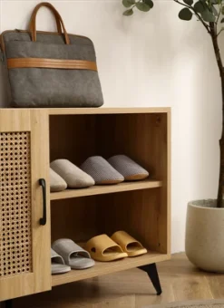 Freya 24.4" Height Shoe Rack Multifunctional 2-Tier Organizer And 1 Storage Rattan Mesh Cabinet For 6 Pairs Shoes-Maison Boucle 11 Freya 24.4" Height Shoe Rack Multifunctional 2-Tier Organizer And 1 Storage Rattan Mesh Cabinet For 6 Pairs Shoes-Maison Boucle -Baxton Studio Store GUEST 7ef1c01b 5b8d 44d3 8af5 fe11a1ef1f2d