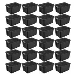 Sterilite Storage System Solution With 19 Gallon Heavy Duty Stackable Storage Box Container Totes With Grey Latching Lid For Home Organization -Baxton Studio Store GUEST 7ef8cb4d 074e 4307 948f 99a51e5f90b4