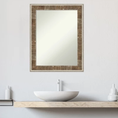 Farmhouse Brown Narrow Non-Beveled Wood Bathroom Wall Mirror 6 Farmhouse Brown Narrow Non-Beveled Wood Bathroom Wall Mirror - Image 4