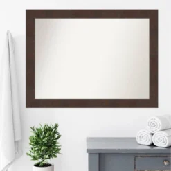 43" X 32" Non-Beveled Wildwood Brown Bathroom Wall Mirror - Amanti Art -Baxton Studio Store GUEST 800d1fc0 a387 43fb 8967 93c9ad581311