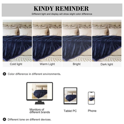 1 Pc Queen Microfiber Flannel Fleece Bed Blankets Navy Blue - PiccoCasa 8 1 Pc Queen Microfiber Flannel Fleece Bed Blankets Navy Blue - PiccoCasa - Image 6