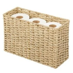 MDesign Large Rustic Woven Seagrass Toilet Tank Bathroom Storage Basket -Baxton Studio Store GUEST 817df388 912a 4018 b208 7d83020482c5