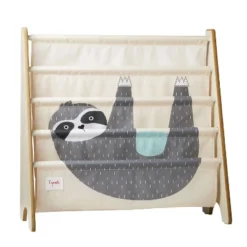 3 Sprouts Collapsible Toy Chest Storage Bin With Lid And Bookshelf Rack For Baby And Toddler Bedroom Or Playroom, Sloth Print Design