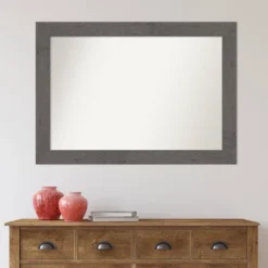 42" X 30" Non-Beveled Rustic Plank Gray Bathroom Wall Mirror - Amanti Art -Baxton Studio Store GUEST 82bc7e83 cf78 4e23 a3b9 005b1cacacbc