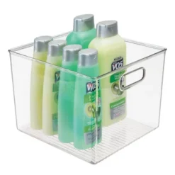MDesign Plastic Bathroom Storage Container Bin Box With Handles, 4 Pack, Clear -Baxton Studio Store GUEST 82bdd113 3bec 4e17 bc3e 4ddfaf27244c