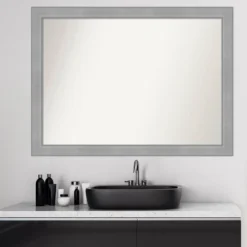 42" X 31" Non-Beveled Vista Brushed Nickel Bathroom Wall Mirror - Amanti Art -Baxton Studio Store GUEST 83259482 8cb9 4078 a65e b1bbab98f3df