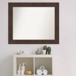 33" X 27" Non-Beveled Wildwood Brown Bathroom Wall Mirror - Amanti Art 15 33" X 27" Non-Beveled Wildwood Brown Bathroom Wall Mirror - Amanti Art -Baxton Studio Store GUEST 835378aa 7db7 4ea8 8385 71370641a2e4
